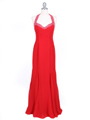 23100 Red Beaded Halter Evening Dress - Red, Front View Thumbnail