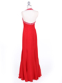 23100 Red Beaded Halter Evening Dress - Red, Back View Thumbnail