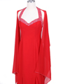 23100 Red Beaded Halter Evening Dress - Red, Alt View Thumbnail