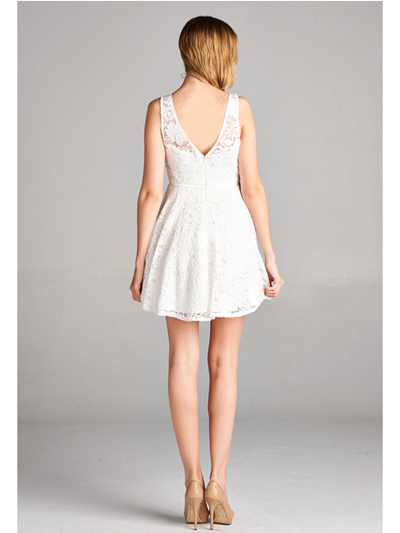 25-1004 Lace Overlay Cocktail Dress - Off White, Alt View Medium