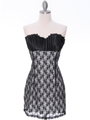 2581 Black Satin Top Lace Party Dress - Black, Front View Thumbnail