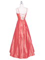 2606 Coral Beaded Evening Gown - Coral, Back View Thumbnail