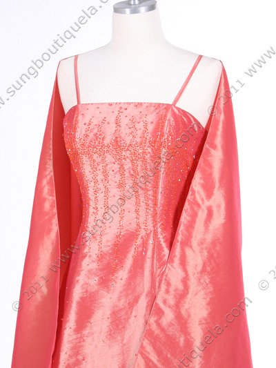 2606 Coral Beaded Evening Gown - Coral, Alt View Medium