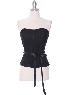 2749 Black Lace Strapless Top, Black