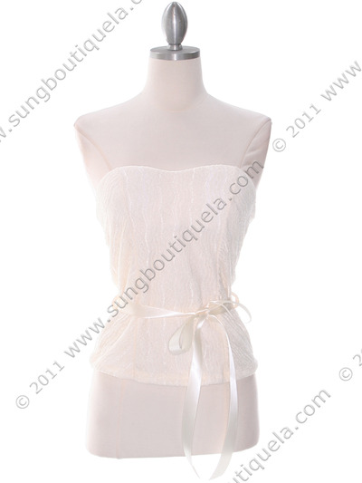 2749 Ivory Lace Strapless Top - Ivory, Front View Medium