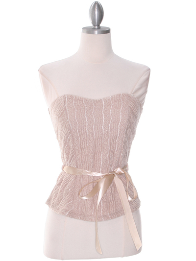 2749 Mocha Lace Strapless Top - Mocha, Front View Medium