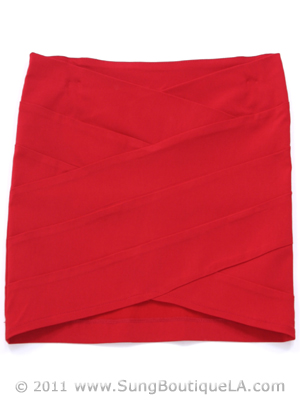 2769 Red Mini Skirt, Red
