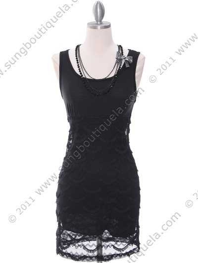 2789 Black Sleeveless Dress - Black, Front View Medium