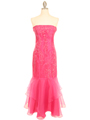2811 Fuschia Crystal Organza Long Dress - Fuschia, Front View Thumbnail