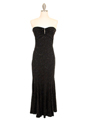 2815 Glittered Black Dress with Rhinestone Pin - Black, Front View Thumbnail