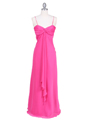 2831 Fuschia Chiffon Evening Dress - Fuschia, Front View Thumbnail