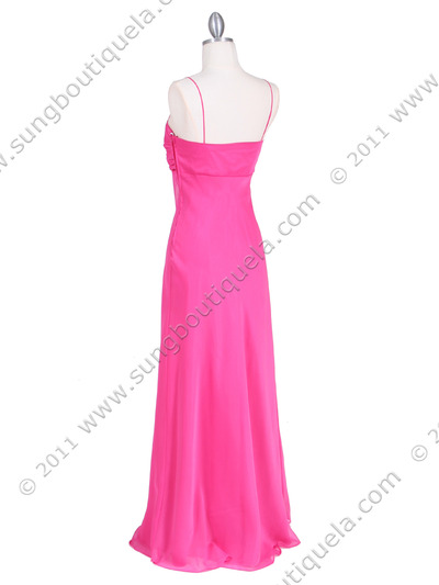 2831 Fuschia Chiffon Evening Dress - Fuschia, Back View Medium