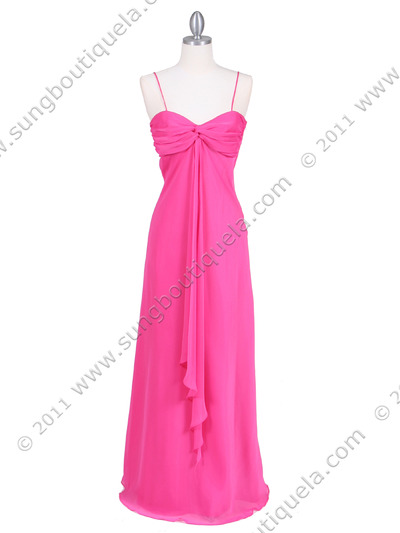 2831 Fuschia Chiffon Evening Dress - Fuschia, Front View Medium