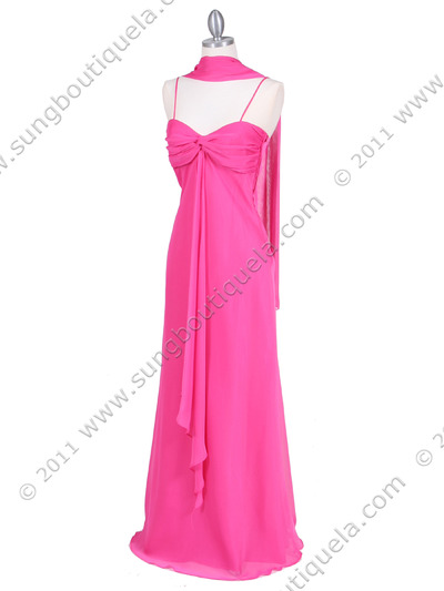 2831 Fuschia Chiffon Evening Dress - Fuschia, Alt View Medium