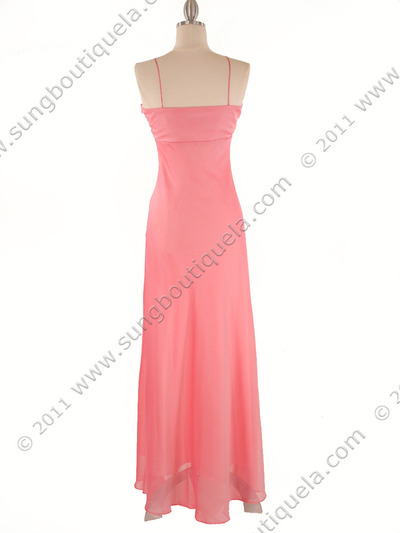 2831 Pretty-n-Pink Chiffon Evening Dress - Pink, Back View Medium