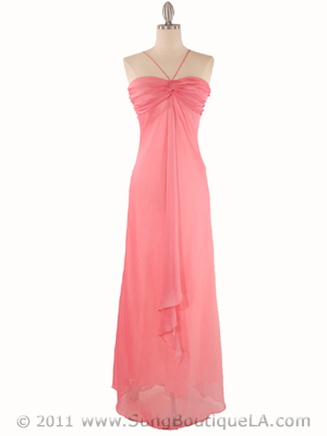 2831 Pretty-n-Pink Chiffon Evening Dress, Pink