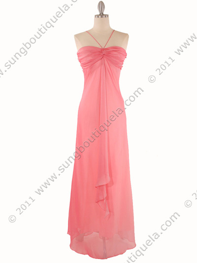 2831 Pretty-n-Pink Chiffon Evening Dress - Pink, Front View Medium