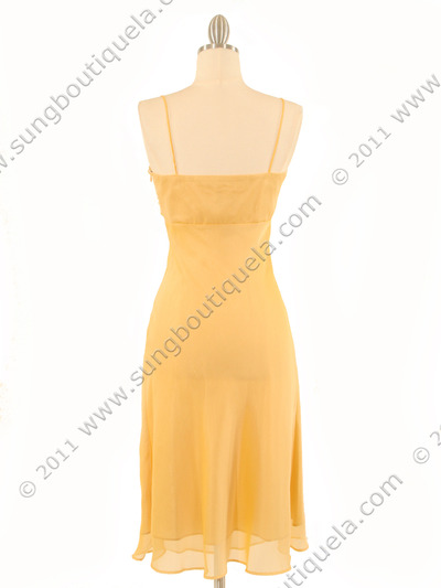 2832 Gold Chiffon Cocktail Dress - Gold, Back View Medium