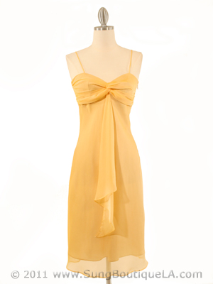 2832 Gold Chiffon Cocktail Dress, Gold