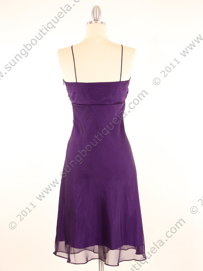 2832 Purple Chiffon Cocktail Dress - Purple, Back View Medium