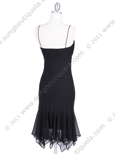 2834 Black Chiffon Cocktail Dress - Black, Back View Medium