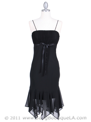 2834 Black Chiffon Cocktail Dress, Black