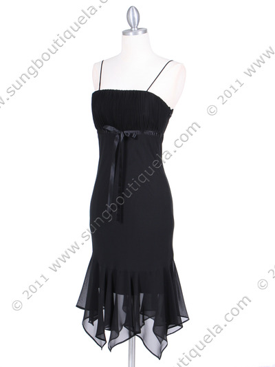 2834 Black Chiffon Cocktail Dress - Black, Alt View Medium