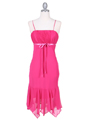 2834 Fuschia Chiffon Cocktail Dress - Fuschia, Front View Thumbnail