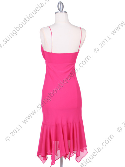 2834 Fuschia Chiffon Cocktail Dress - Fuschia, Back View Medium
