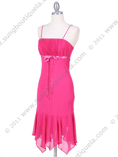 2834 Fuschia Chiffon Cocktail Dress - Fuschia, Alt View Medium