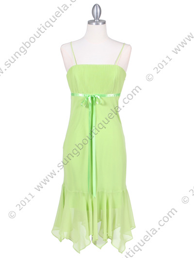 2834 Lime Chiffon Cocktail Dress - Lime, Front View Medium
