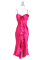 2843 Fuschia Crinkled Charmeuse Cocktail Dress - Fuschia, Front View Thumbnail