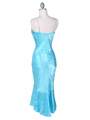 2843 Turquoise Crinkled Charmeuse Cocktail Dress - Turquoise, Back View Thumbnail