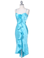 2843 Turquoise Crinkled Charmeuse Cocktail Dress - Turquoise, Alt View Thumbnail