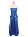 2847 Royal Blue Strapless Satin Evening Gown - Royal Blue, Front View Thumbnail