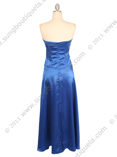 2847 Royal Blue Strapless Satin Evening Gown - Royal Blue, Back View Medium