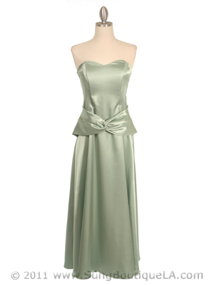 2847 Sage Strapless Satin Evening Gown, Sage