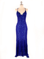 2861 Blue Spandex Evening Dress - Blue, Front View Thumbnail
