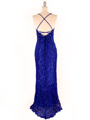 2861 Blue Spandex Evening Dress - Blue, Back View Thumbnail