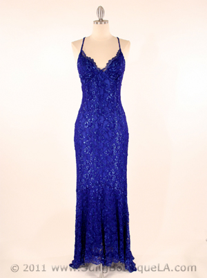 2861 Blue Spandex Evening Dress, Blue