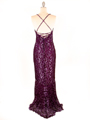 2861 Purple Spandex Evening Dress - Purple, Back View Thumbnail