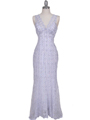 2884 White Lace Evening Dress - White, Front View Thumbnail