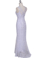 2884 White Lace Evening Dress - White, Back View Thumbnail