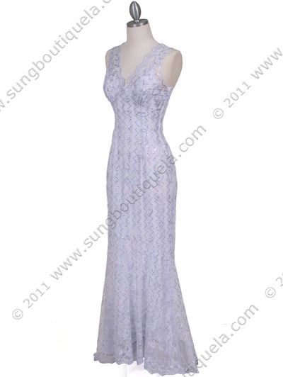 2884 White Lace Evening Dress - White, Alt View Medium