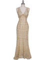 2884 Yellow Lace Evening Dress - Yellow, Front View Thumbnail