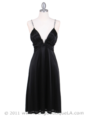 2949 Black Satin Cocktail Dress, Black