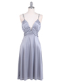2949 Silver Satin Cocktail Dress - Silver, Front View Thumbnail