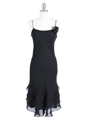 2979 Black Ruffle Layers Bottom Dress - Black, Front View Thumbnail