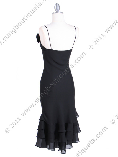 2979 Black Ruffle Layers Bottom Dress - Black, Back View Medium