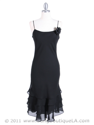 2979 Black Ruffle Layers Bottom Dress, Black